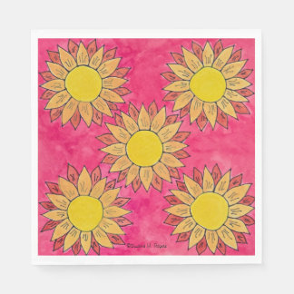 Painted Sunflower Blooms Party Napkins