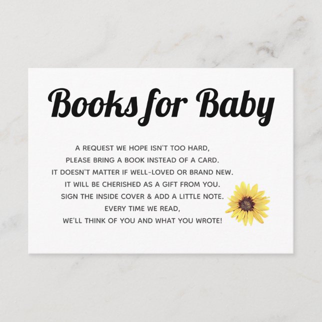 Painted Sunflower Books for Baby Enclosure Card (Front)