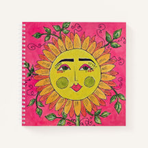 Painted Sunflower Flower Girl Spiral Notebook