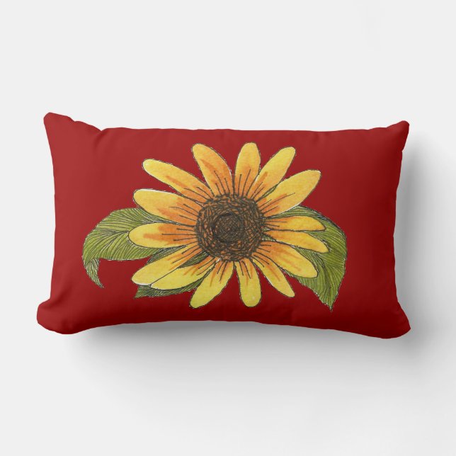 Painted Sunflower Pillow (Front)