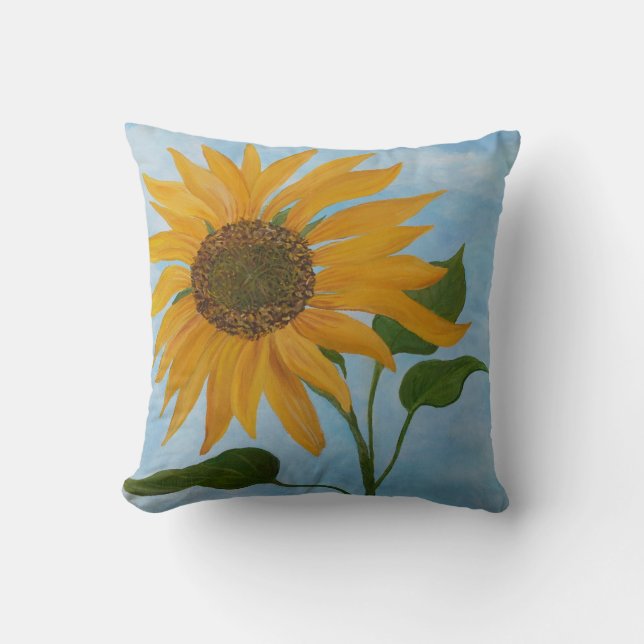 Painted Sunflower Pillow (Front)