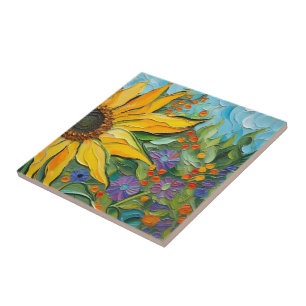 Painted Sunflower Tile