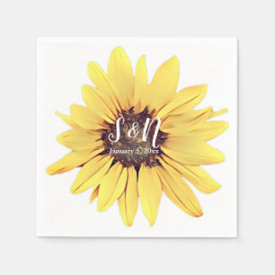Painted Sunflower Wedding Monogram Napkin