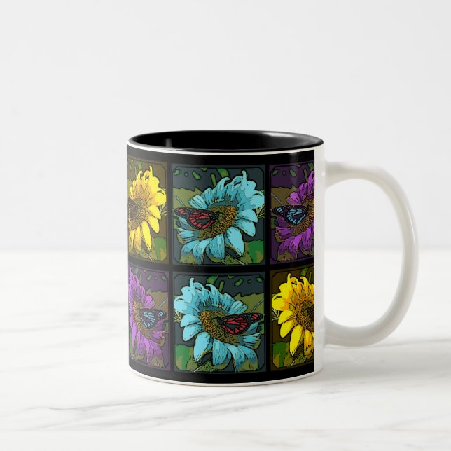 'Painted Sunflowers 2' Two-Tone Coffee Mug (Right)