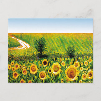 painted sunflowers postcard