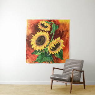 Painted Sunflowers Tapestry