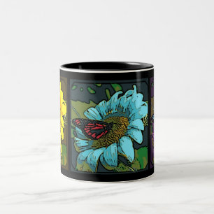 'Painted Sunflowers' Two-Tone Coffee Mug