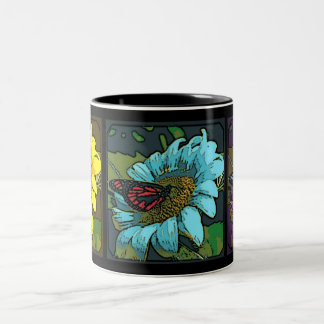 'Painted Sunflowers' Two-Tone Coffee Mug