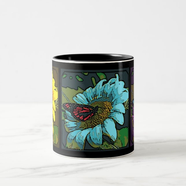 'Painted Sunflowers' Two-Tone Coffee Mug (Center)