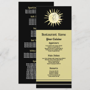 Painted Sunrise, Restaurant Slimline Menu