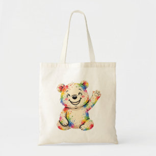 painted teddy bear tote bag