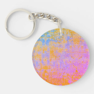 painted texture in sunset colours key ring