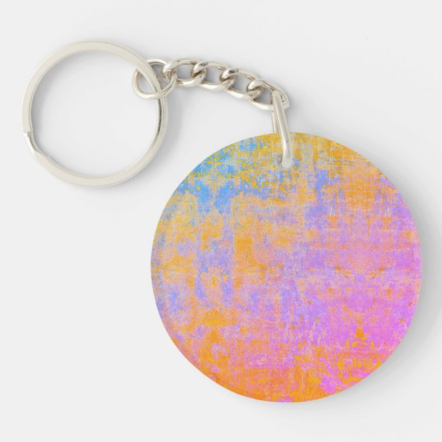 painted texture in sunset colours key ring (Front)