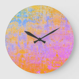 painted texture in sunset colours large clock