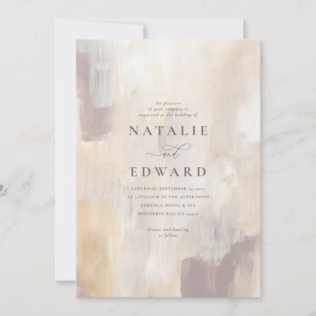 Painted textured beige and cream elegant wedding (Front)