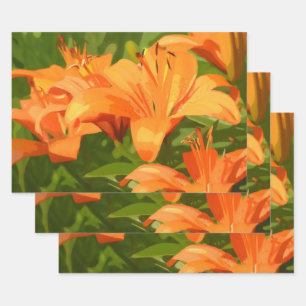 Painted Tiger Lily Wrapping Paper Sheet