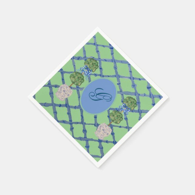 Painted Topiary Chinoiserie Ginger Jars Jar  Napkin (Corner)