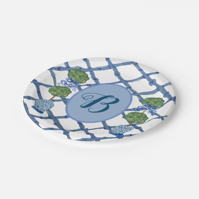 Painted Topiary Chinoiserie Ginger Jars Jar  Paper Plate (Angled)