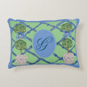 Painted Topiary Chinoiserie Ginger Jars Jar Throw  Decorative Cushion