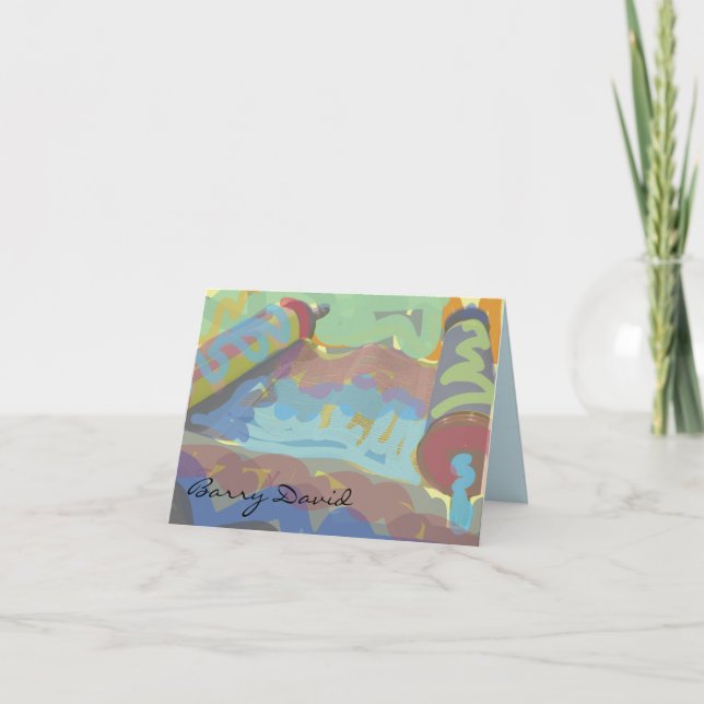 PAINTED TORAH Bar Bat Mitzvah Thank You Card (Front)