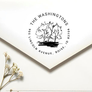 Painted Tree Personalised Return Address Self-inking Stamp