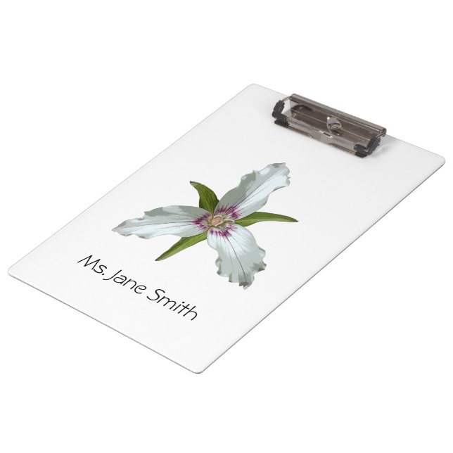 Painted Trillium Spring Wildflower Clipboard (Angled)