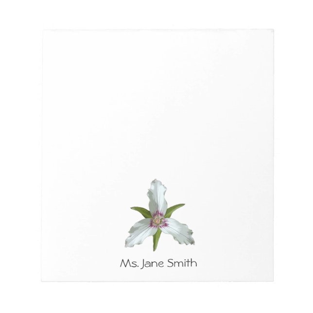 Painted Trillium Spring Wildflower Notepad (Front)