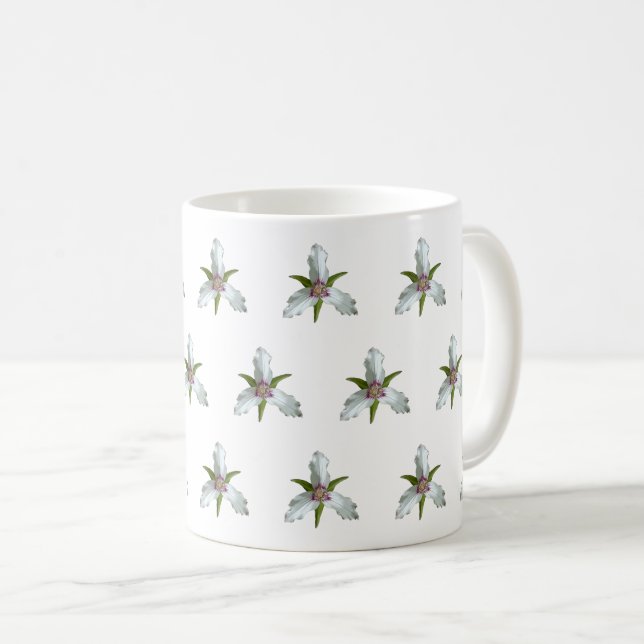 Painted Trillium Spring Wildflower Pattern Coffee Mug (Front Right)