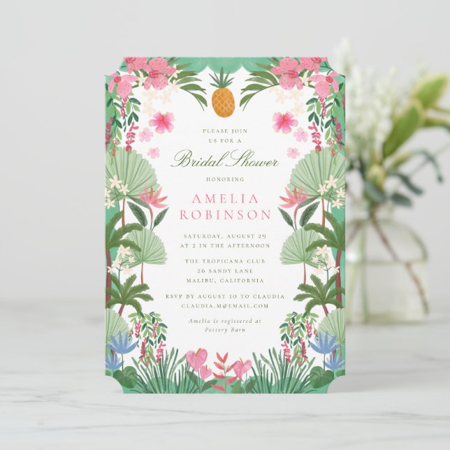 Painted Tropical Bridal Shower Invitation (Standing Front)