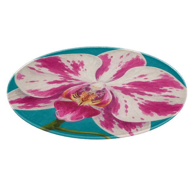 Painted tropical flower art cutting board (Corner)