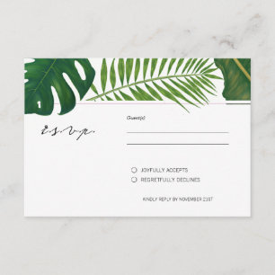 Painted Tropical Leaves Beach Wedding RSVP Card