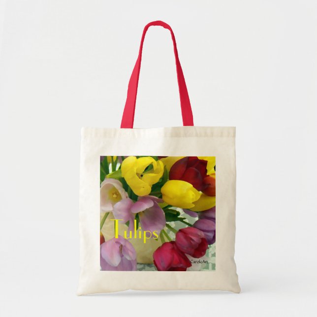 Painted Tulips Bouquet Tote Bag (Front)