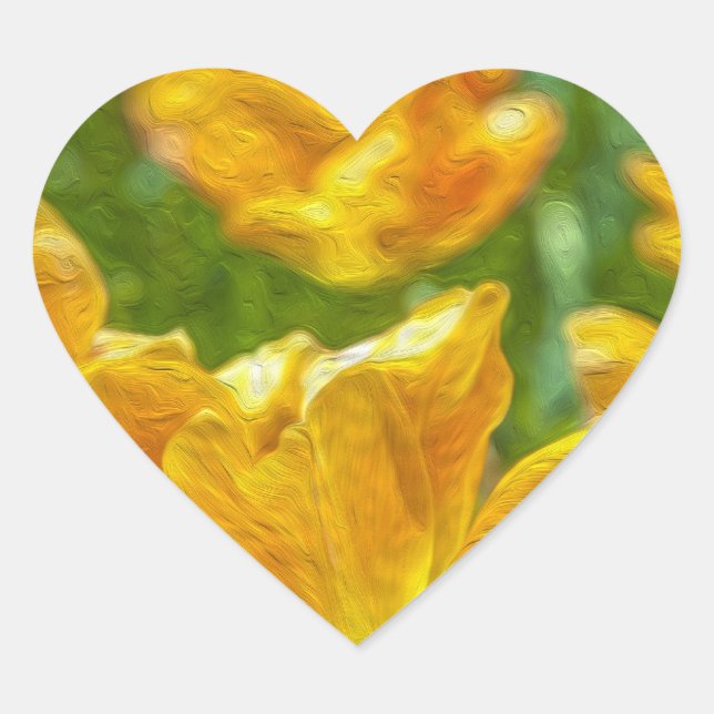 Painted Tulips Heart Sticker (Front)
