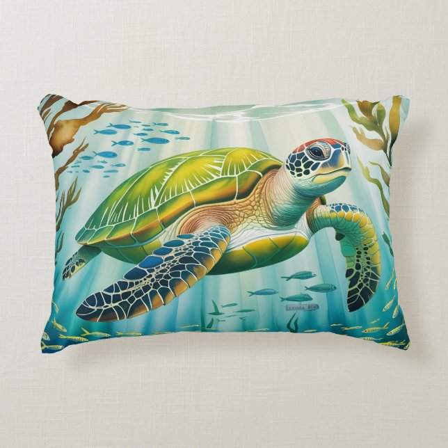 Painted Turtle Decorative Cushion (Front)