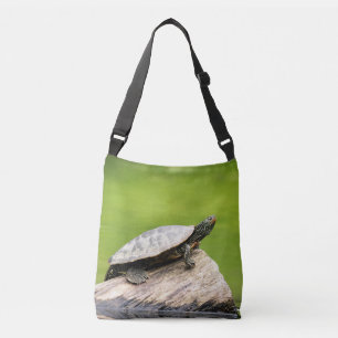 Painted Turtle on a log Crossbody Bag