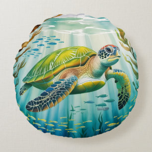 Painted Turtle Round Cushion