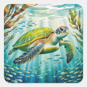 Painted Turtle Square Sticker