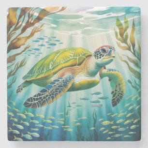Painted Turtle Stone Coaster