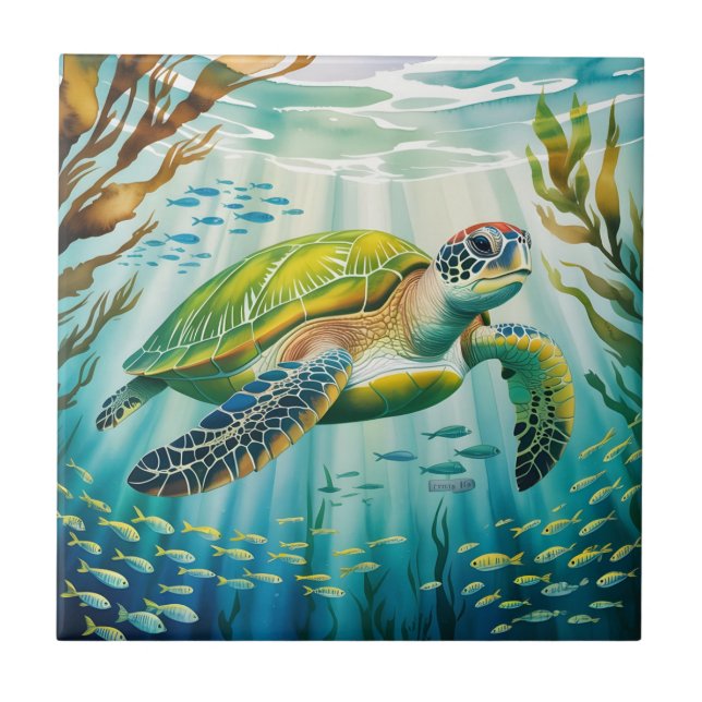 Painted Turtle Tile (Front)