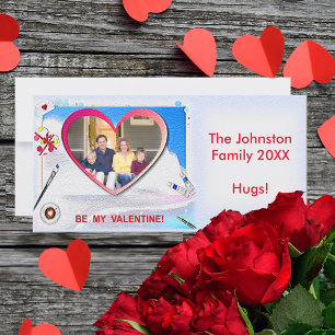 Painted Valentine Heart 8" x 4" Photo Card