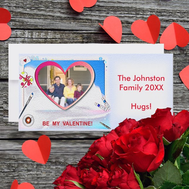 Painted Valentine Heart 8" x 4" Photo Card (Painted Valentine Heart 8" x 4" Photo Card)