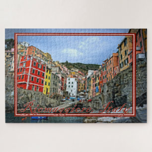 Painted View of Riomaggiore, Italy - 20x30 inch Jigsaw Puzzle
