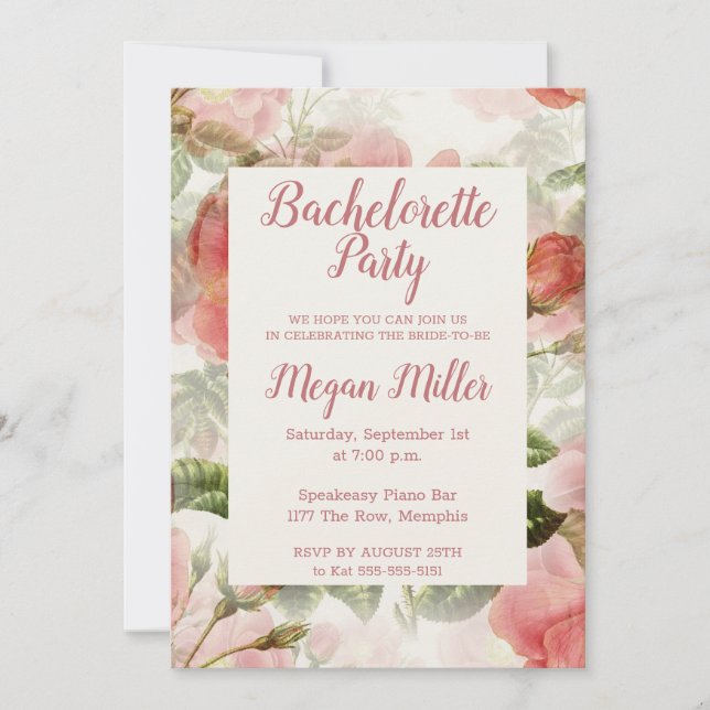 Painted Vintage Bachelorette Party Invitation (Front)