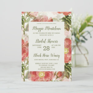 Painted Vintage Floral Bridal Shower Invitation
