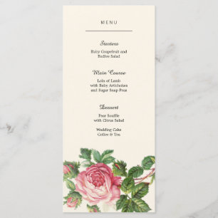 Painted Vintage Rose Boho Wedding Menu
