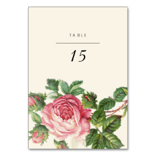 Painted Vintage Rose Boho Wedding Table Number