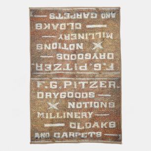 Painted Wall Old Store Sign Tea Towel