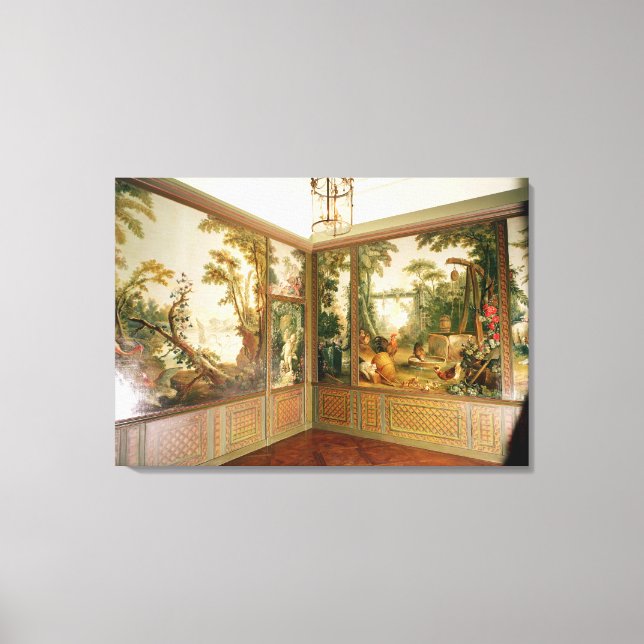 Painted wall panels in the Salon of Gille Canvas Print (Front)