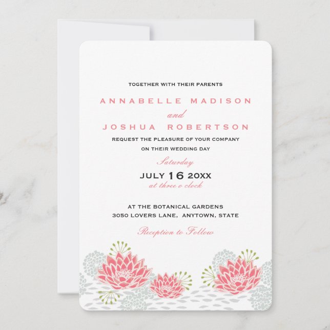 Painted Water Lillies Wedding Invite (Front)