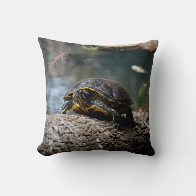 painted water turtle climbing log cushion (Front)